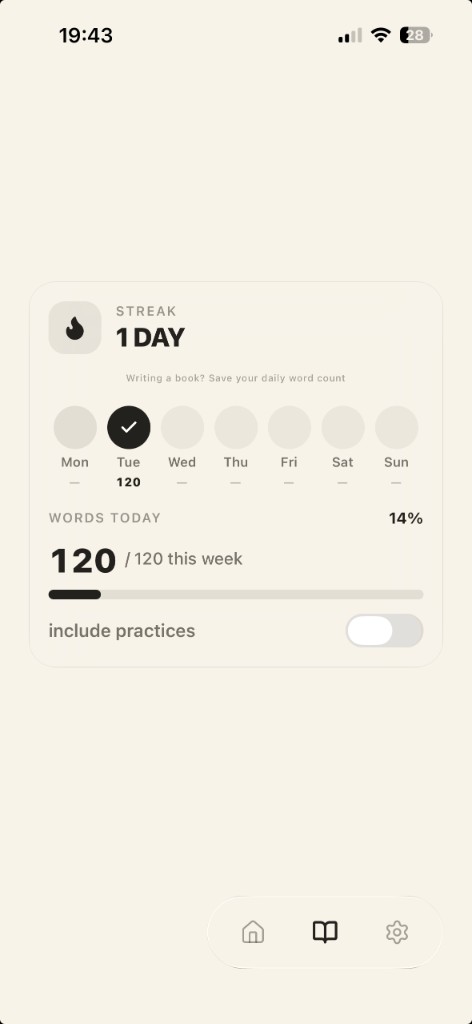 Daily word count and streak progress in Spark